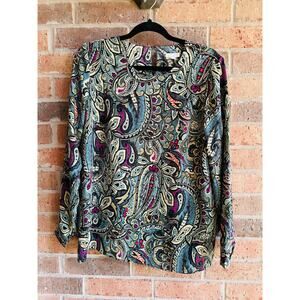 J. Jill Paisley and other patterns Long sleeve blouse Size Small